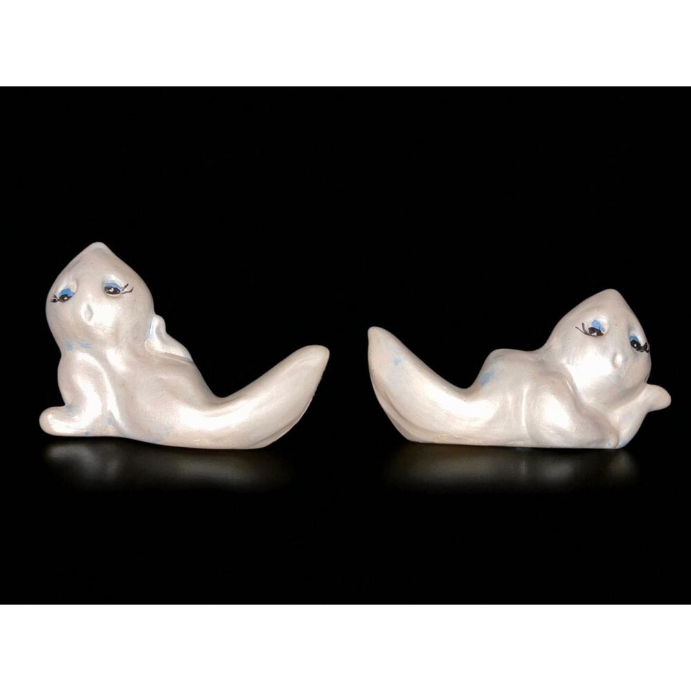 Set Of Two Vintage Ghost Ceramic Figurines